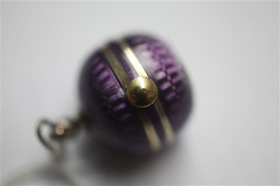 A mid 20th century silver gilt and guilloche enamel Tudor globe pendant watch, with Tudor box.